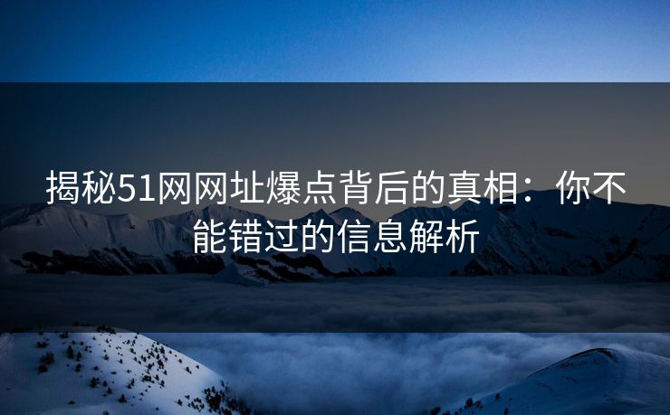 揭秘51网网址爆点背后的真相:你不能错过的信息解析